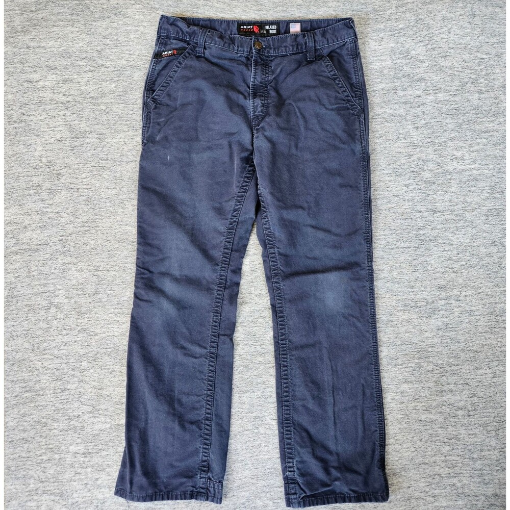 Ariat FR Canvas Workhorse Pant M4 Relaxed Boot Navy Blue Men's 34x34 (35x32.5)